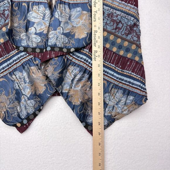 Alberto Makali Jacket Womens Size Medium Red Blue Open Front Satin Floral Stripe - Picture 8 of 8